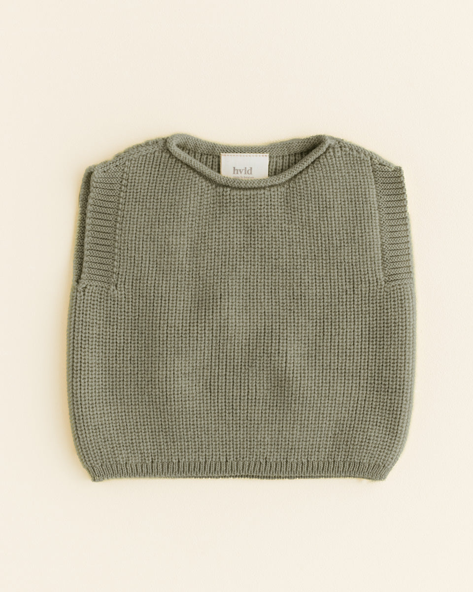 Hvid mitwachsender Baby Merino Strickpullunder Harvey in artischok