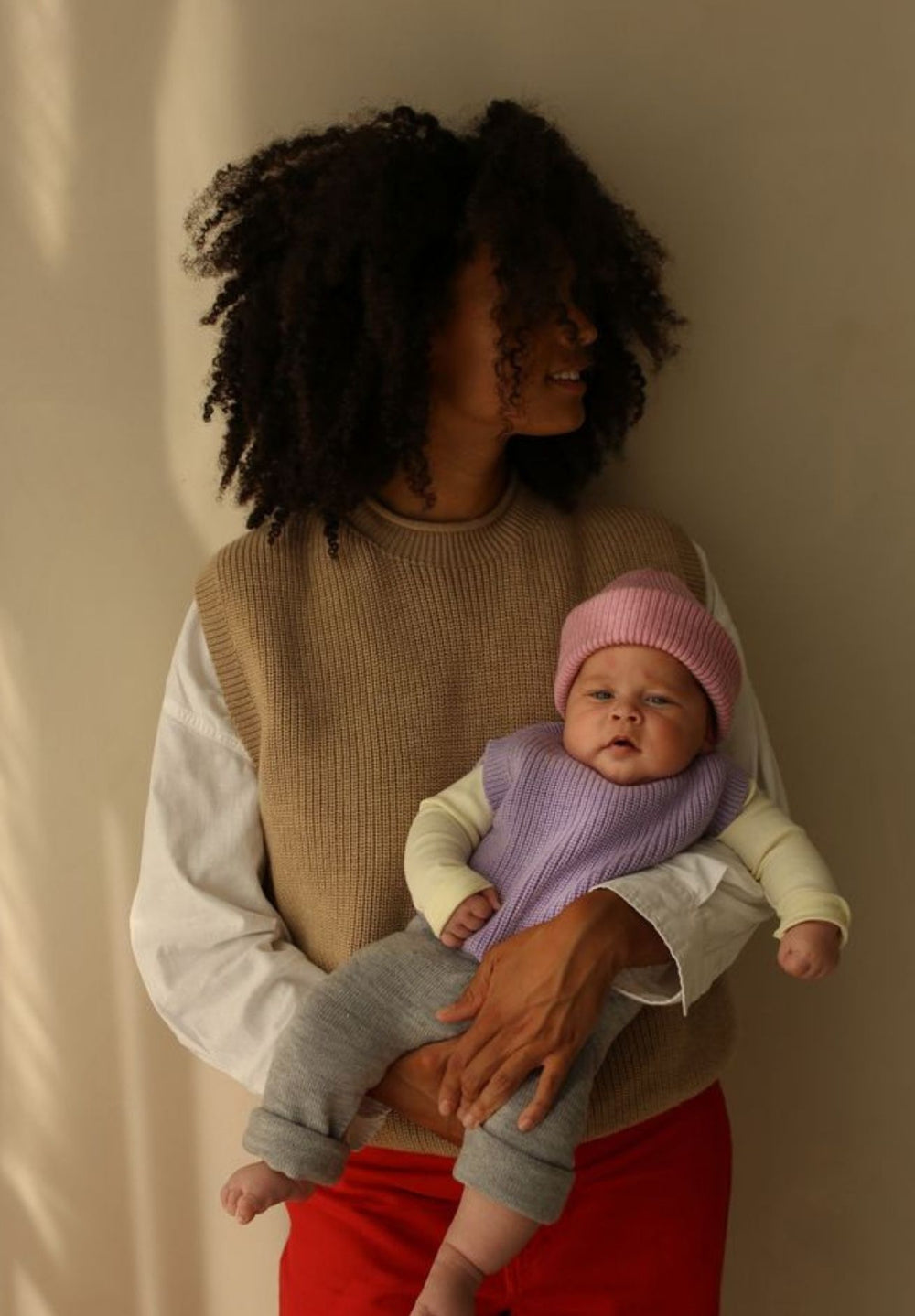 Hvid mitwachsender Baby Merino Strickpullunder Harvey in lilac