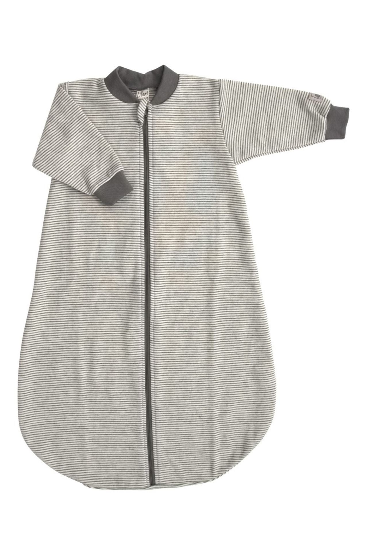 Lilano Baby Ganzjahres Schlafsack Wolle Seide Ringel grau