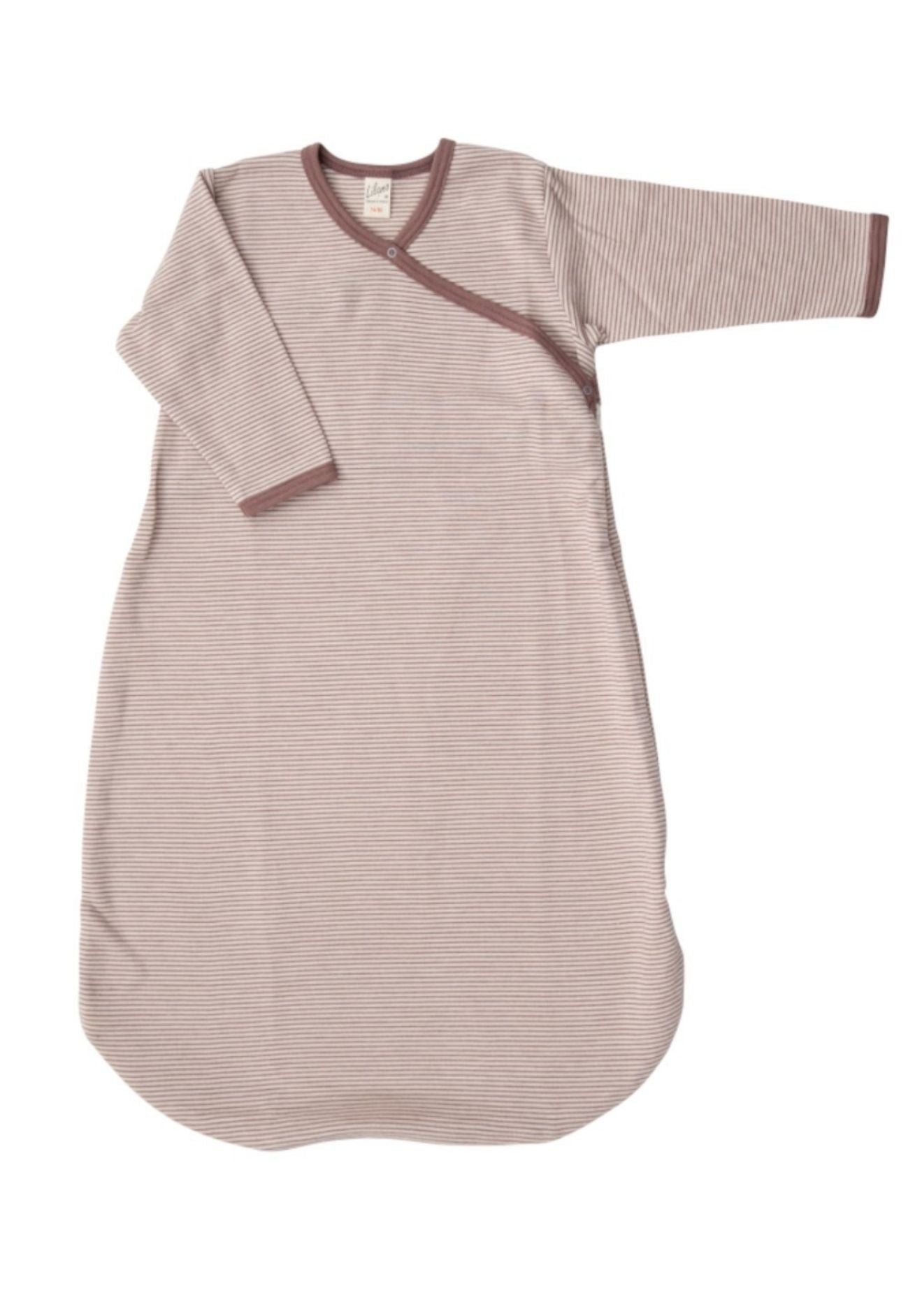 Lilano Baby Ganzjahres Schlafsack Wolle Seide Ringel mauve ecru