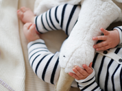 Lille Toni Merino mitwachsender Babystrampler blau weiss gestreift