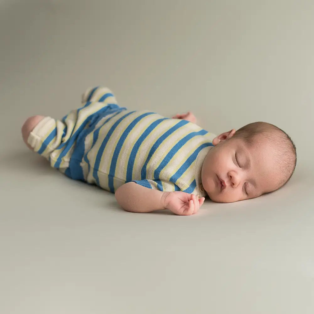 Micu Micu Newborn Strickset Biobaumwolle kurz blu gestreift