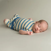 Micu Micu Newborn Strickset Biobaumwolle kurz blu gestreift