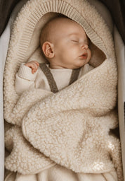 Alwero Bio Woll Baby Einschlagdecke Maxi Cosi beige