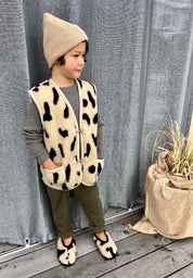 Alwero Bio Woll Hausschuhe Ballerina Junior LEO Gepard