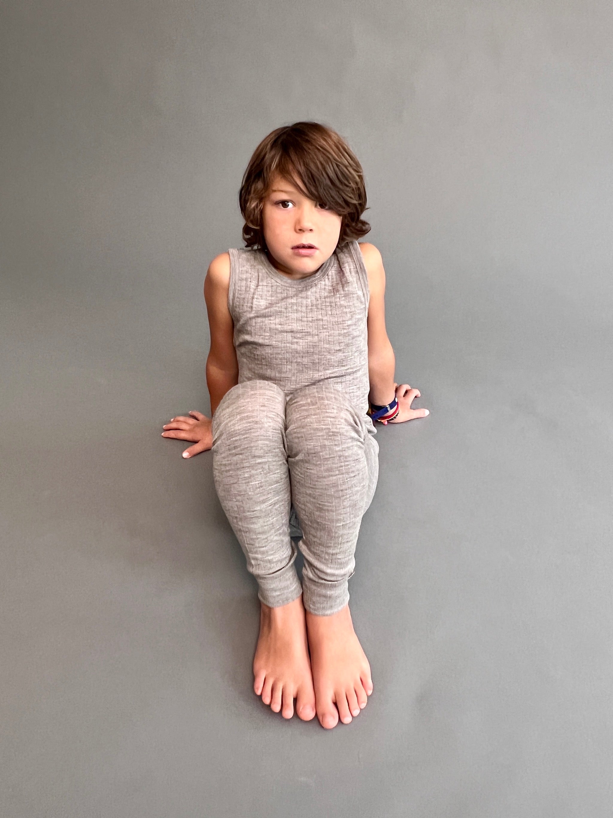 Joha Merino Woll Unterhemd unisex sesam melange