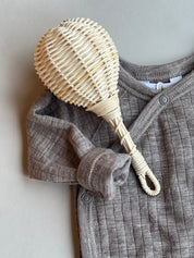 Joha Merino Woll Wickelbody sesam melange