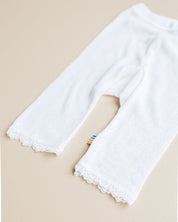 Joha Wolle Seide Hose mit zartem Muster in ecru