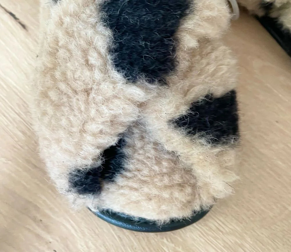 Alwero Bio Woll Hausschuhe "Flip-Flop" Twenn X in LEO Gepard