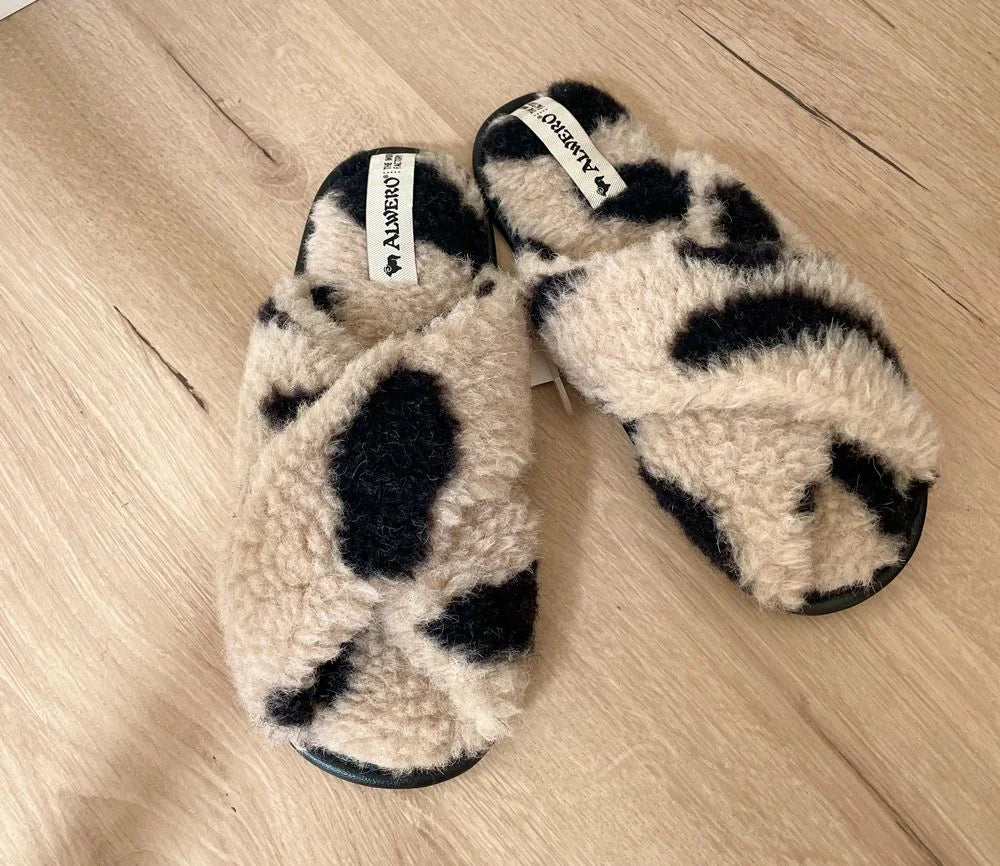 Alwero Bio Woll Hausschuhe "Flip-Flop" Twenn X in LEO Gepard