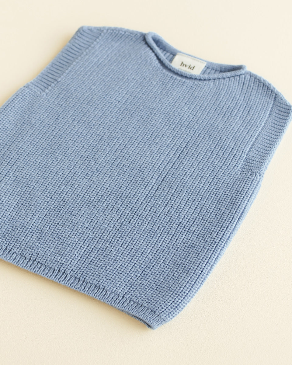 Hvid mitwachsender Baby Merino Strickpullunder Harvey in light blue