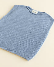 Hvid mitwachsender Baby Merino Strickpullunder Harvey in light blue