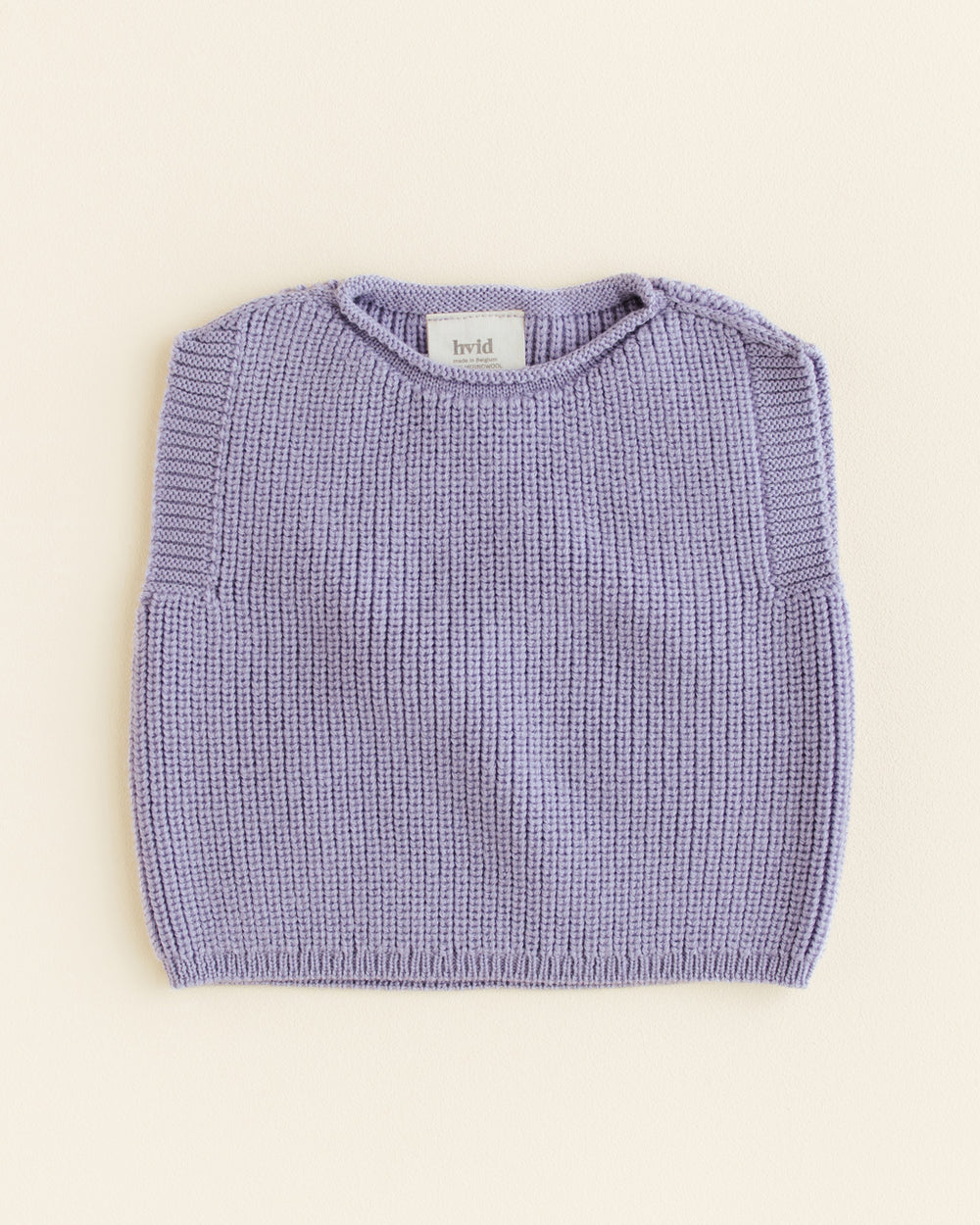Hvid mitwachsender Baby Merino Strickpullunder Harvey in lilac