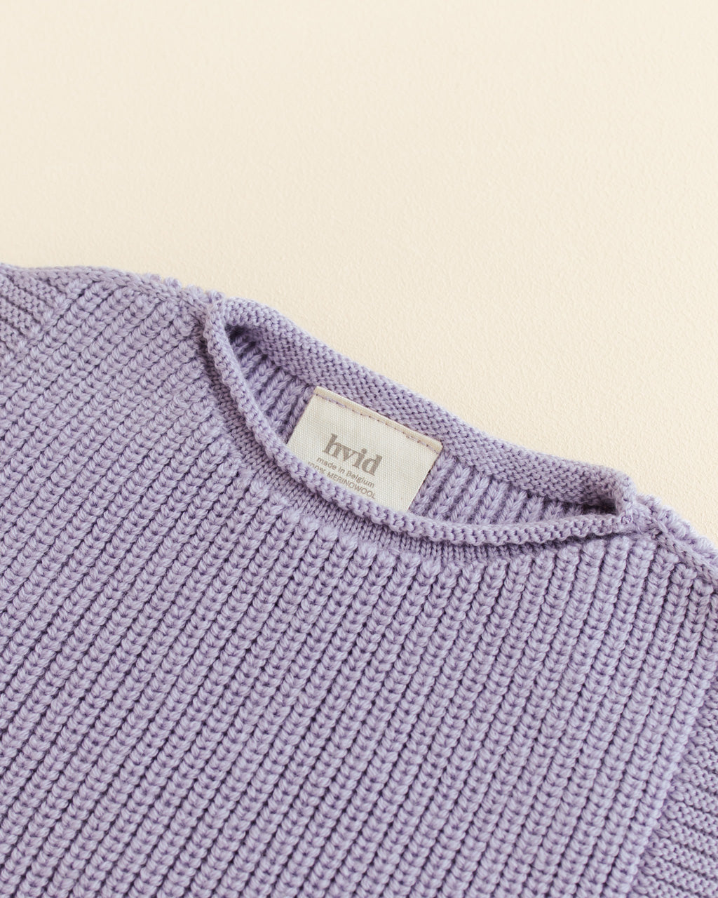 Hvid mitwachsender Baby Merino Strickpullunder Harvey in lilac