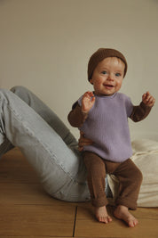 Hvid mitwachsender Baby Merino Strickpullunder Harvey in lilac