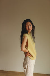 Hvid Merino Strickpullunder "Helle" für Frauen in light yellow