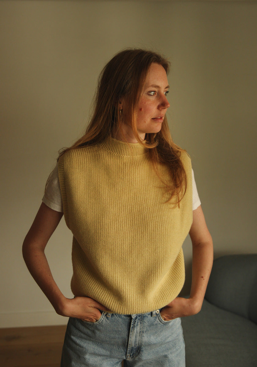 Hvid Merino Strickpullunder "Helle" für Frauen in light yellow