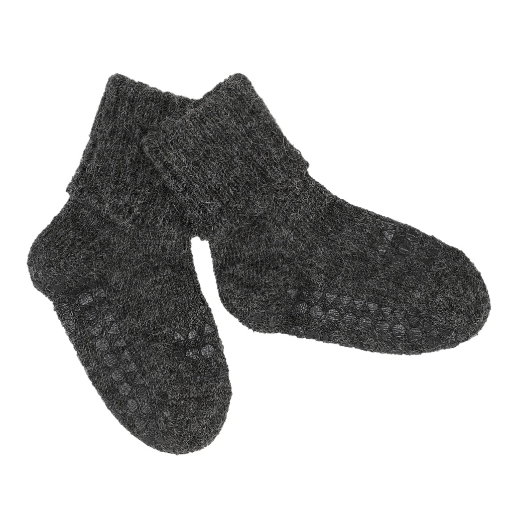 gobabygo Antirutsch Alpaca Socken "dark grey melange"