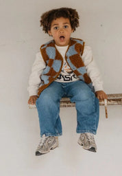 Alwero Kinder Bio Wollweste "Tyb junior" rost blu