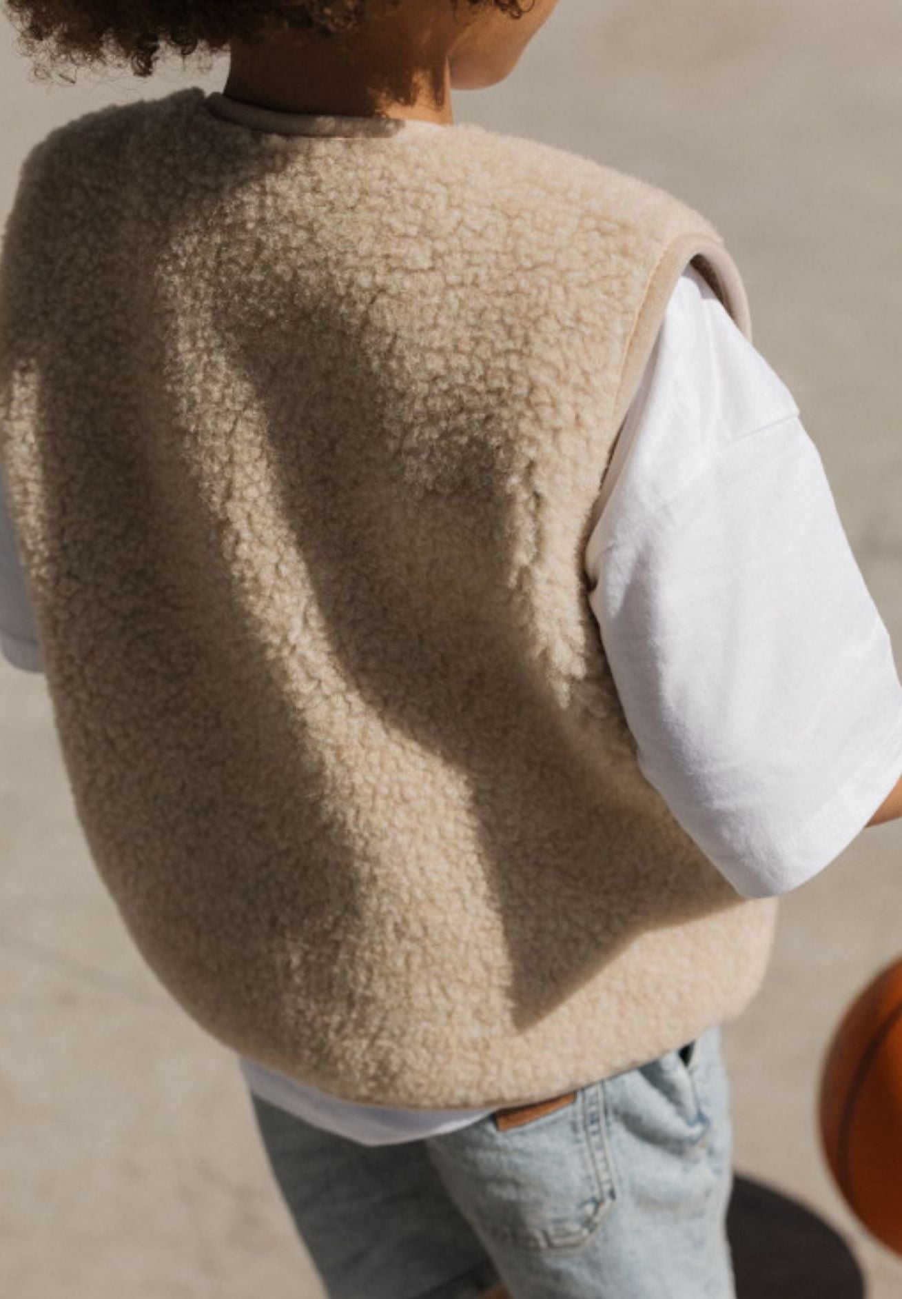 Alwero Kinder Bio Wollweste light mit Reißverschluss in sand brown