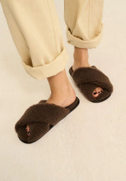 Alwero Bio Woll Hausschuhe "Flip-Flop" Twenn X in choco martini