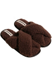 Alwero Bio Woll Hausschuhe "Flip-Flop" Twenn X in choco martini