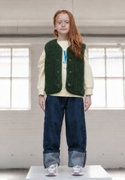 Alwero Kinder Bio Wollweste "Tyb junior" dark green