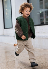 Alwero Kinder Bio Wollweste "Tyb junior" dark green