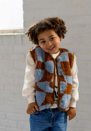Alwero Kinder Bio Wollweste "Tyb junior" rost blu