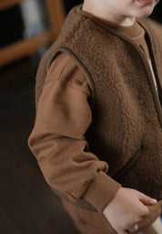 Alwero Kinder Bio Wollweste light mit Reißverschluss in teddy brown