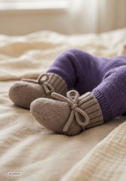 Merino gestrickte mitwachsende Babybooties in cobble
