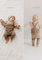 Mitwachsende Bio Merino Baby-Stricklatzhose in coffee