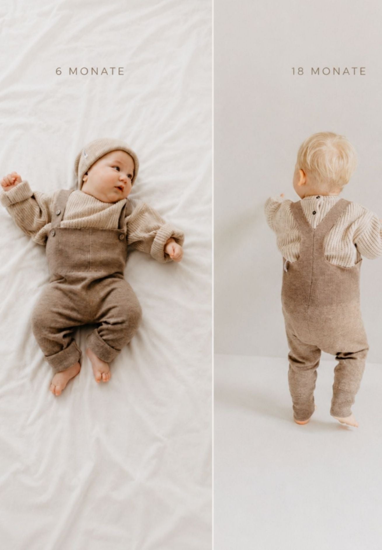 Mitwachsende Bio Merino Baby-Stricklatzhose in leo