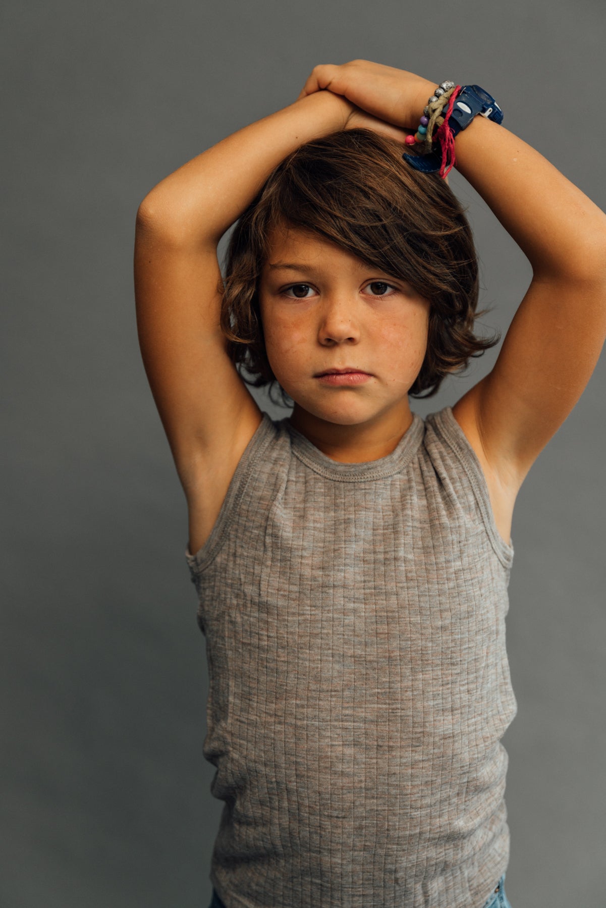 Joha Merino Woll Unterhemd unisex sesam melange