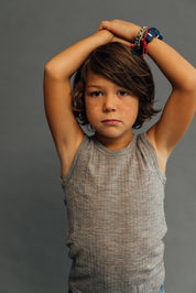 Joha Merino Woll Unterhemd unisex sesam melange