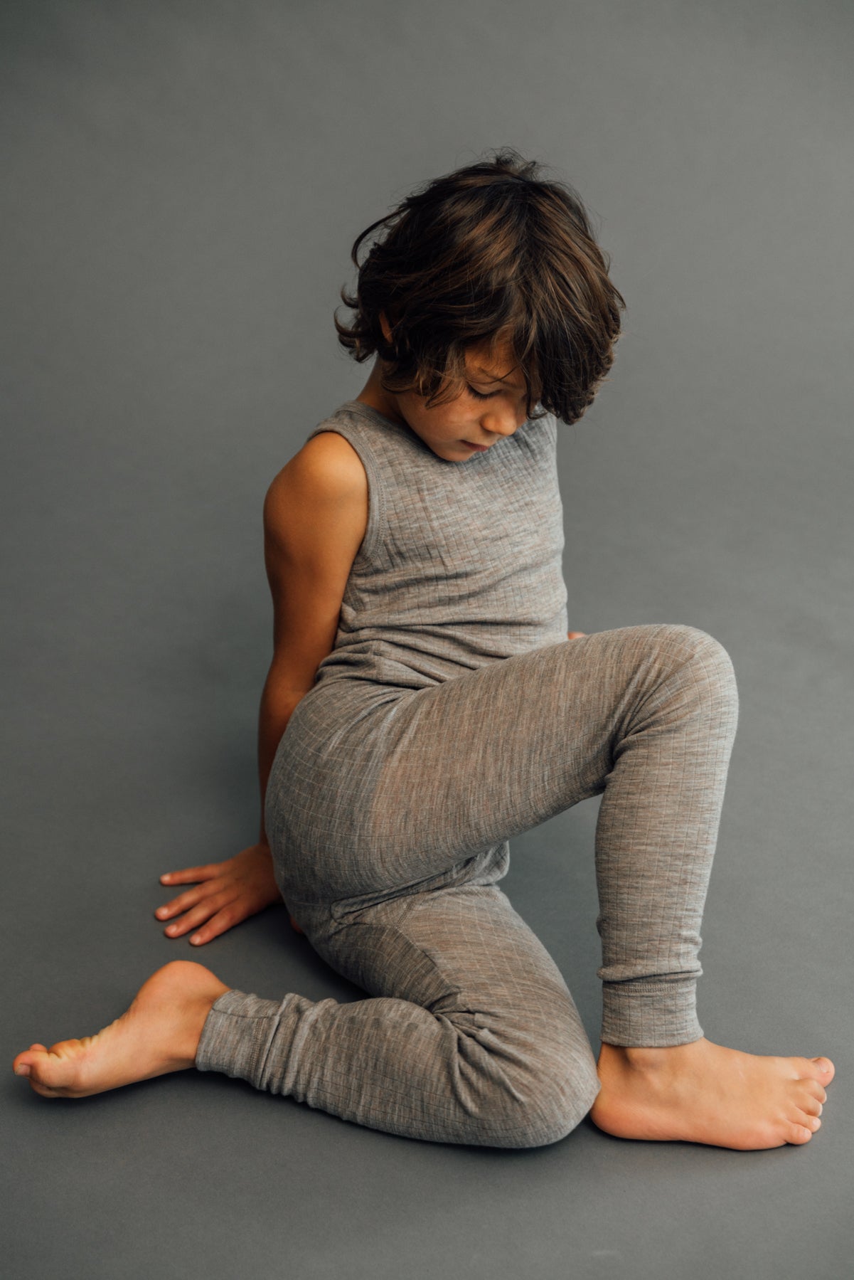 Joha Merino Woll Unterhemd unisex sesam melange