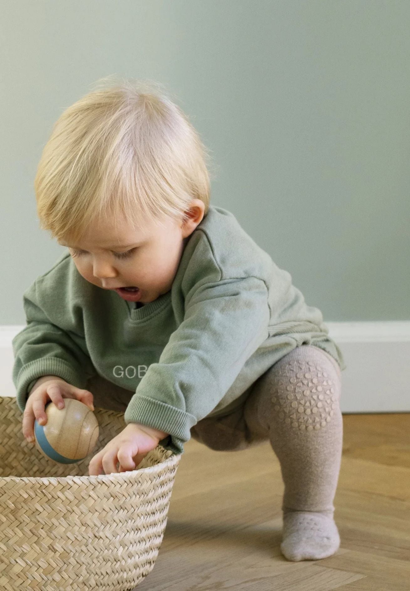 gobabygo Baby Bio-Baumwoll Krabbelstrumpfhose sand