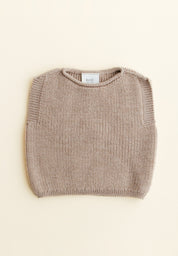 Hvid mitwachsender Baby Merino Strickpullunder Harvey in sand
