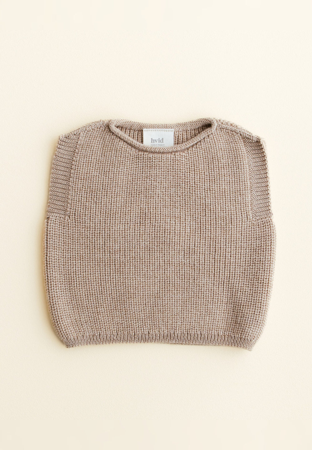 Hvid mitwachsender Baby Merino Strickpullunder Harvey in sand