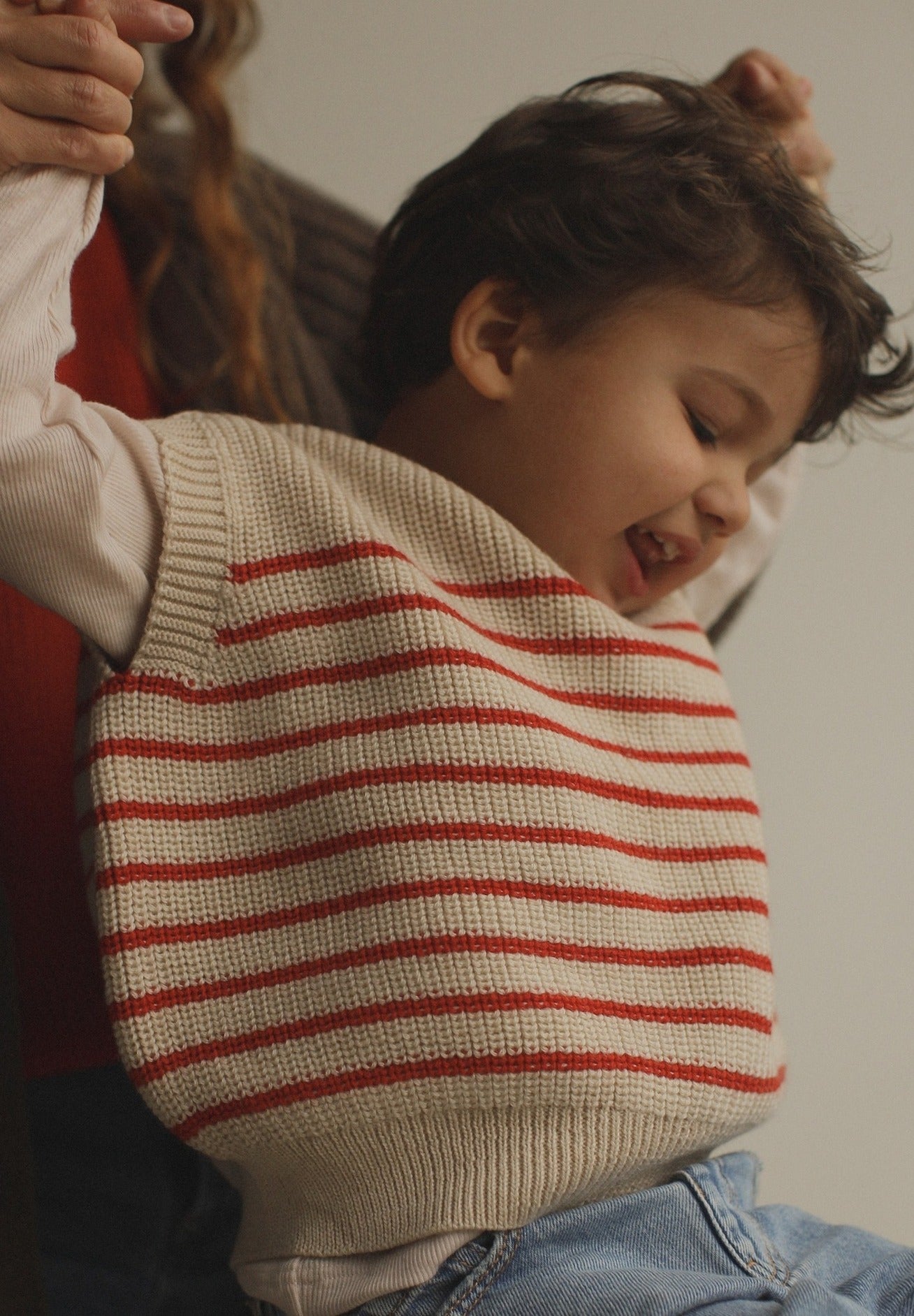 Hvid mitwachsender Baby Merino Strickpullunder Harvey cream rot