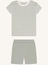 Hustandclaire Bambus Viskose Schlafanzug kurz Stripes forest fog