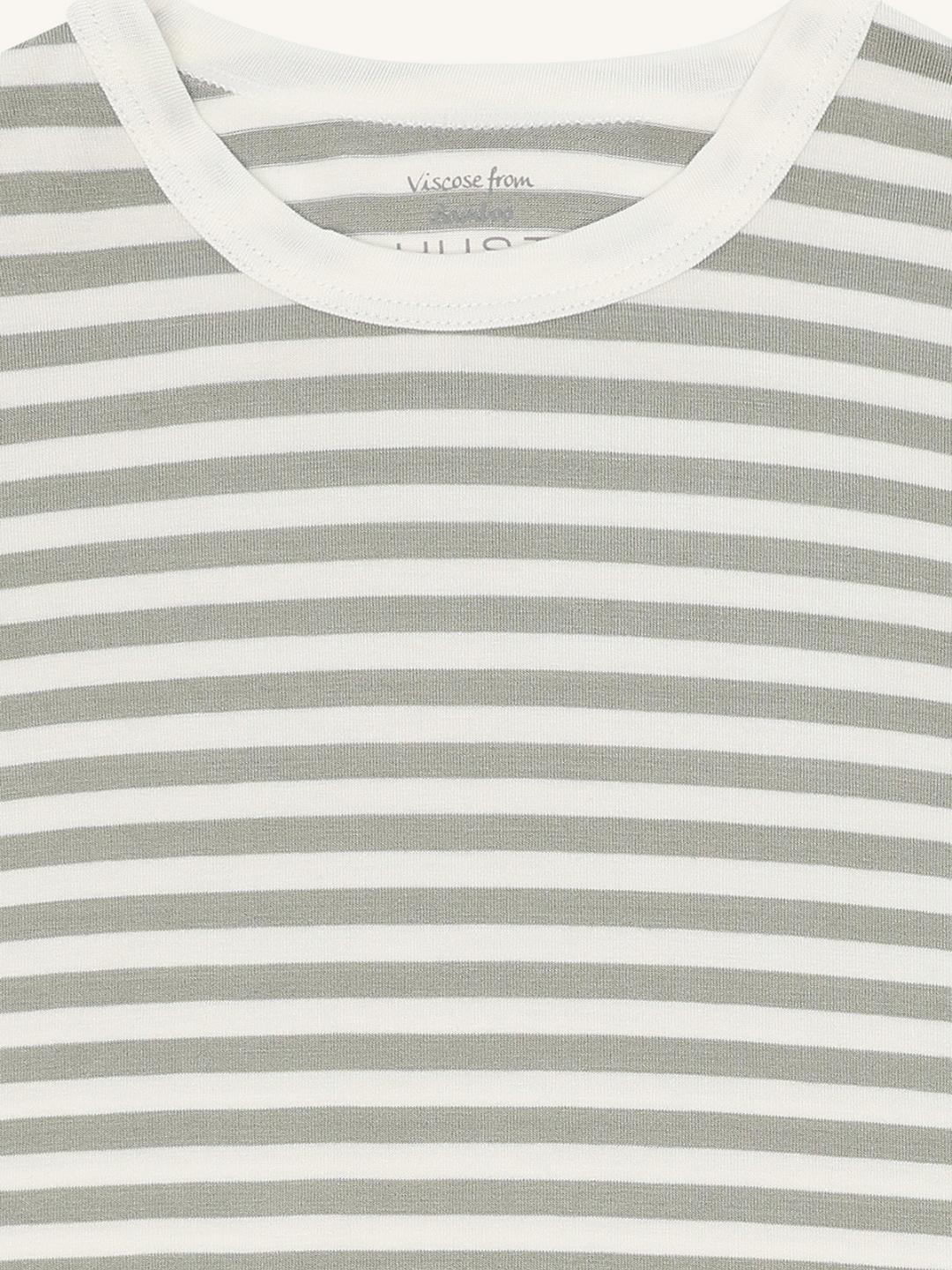 Hustandclaire Bambus Viskose Schlafanzug kurz Stripes forest fog