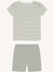 Hustandclaire Bambus Viskose Schlafanzug kurz Stripes forest fog