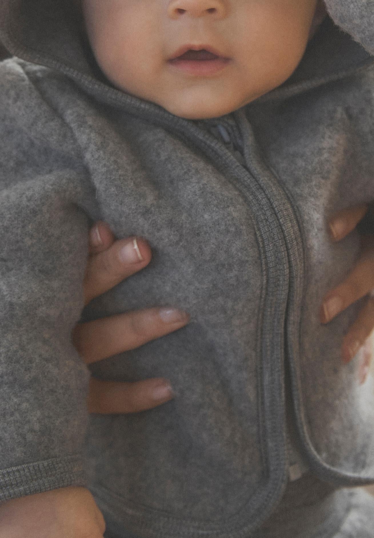 Huttelihut Jacke aus Wollfleece in grey melange