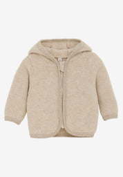 Huttelihut Jacke aus Wollfleece mit Ohren in sand melange