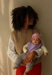 Hvid mitwachsender Baby Merino Strickpullunder Harvey in lilac
