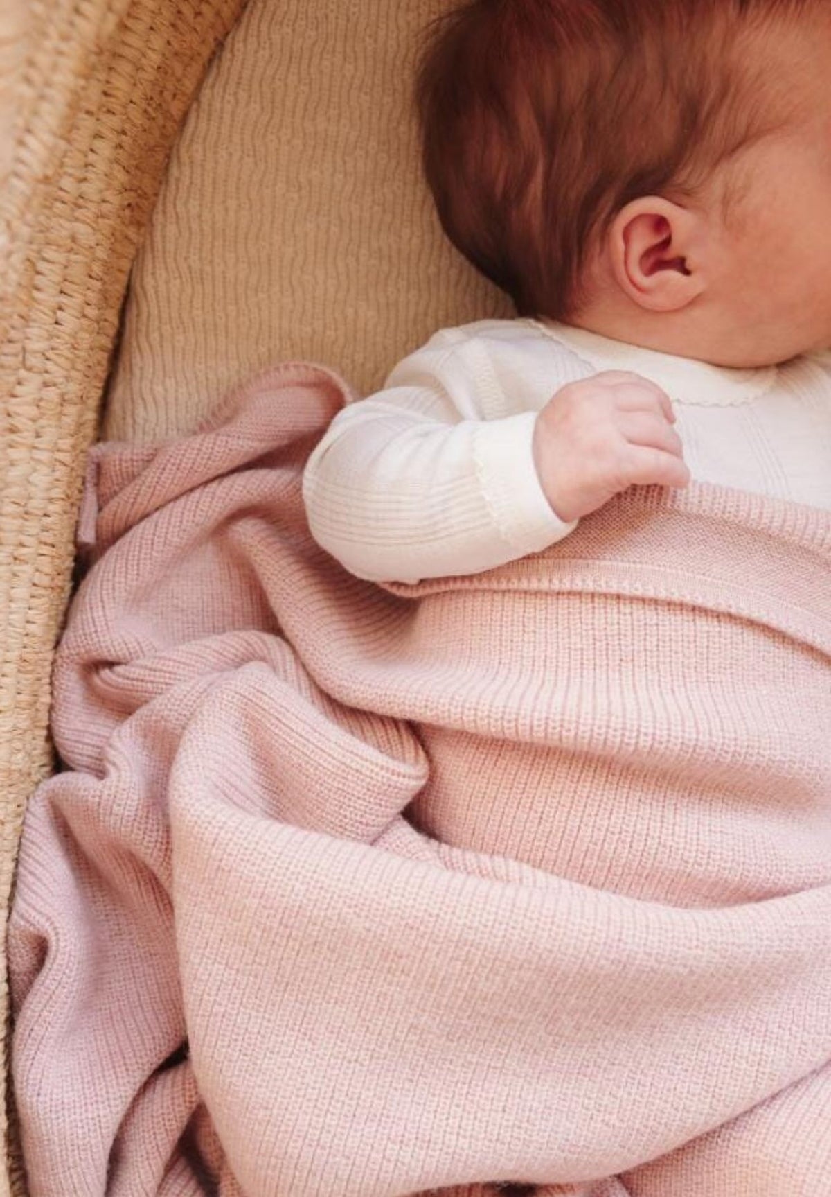 Hvid Merino Babydecke "Felix" powder