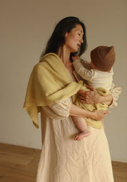 Hvid Merino Babydecke "Felix" light yellow