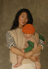 Hvid mitwachsender Baby Merino Strickpullunder Harvey in apricot