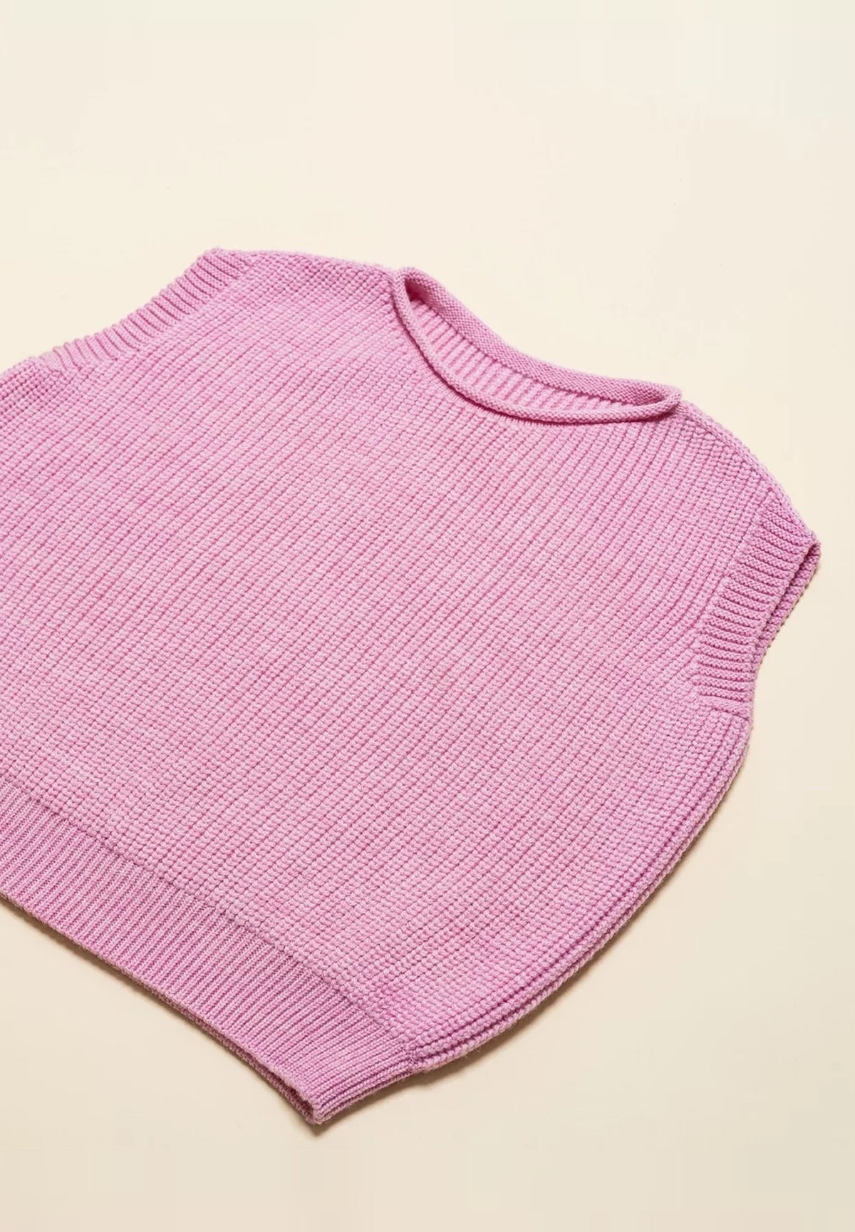 Hvid mitwachsender Baby Merino Strickpullunder Harvey in cotton candy